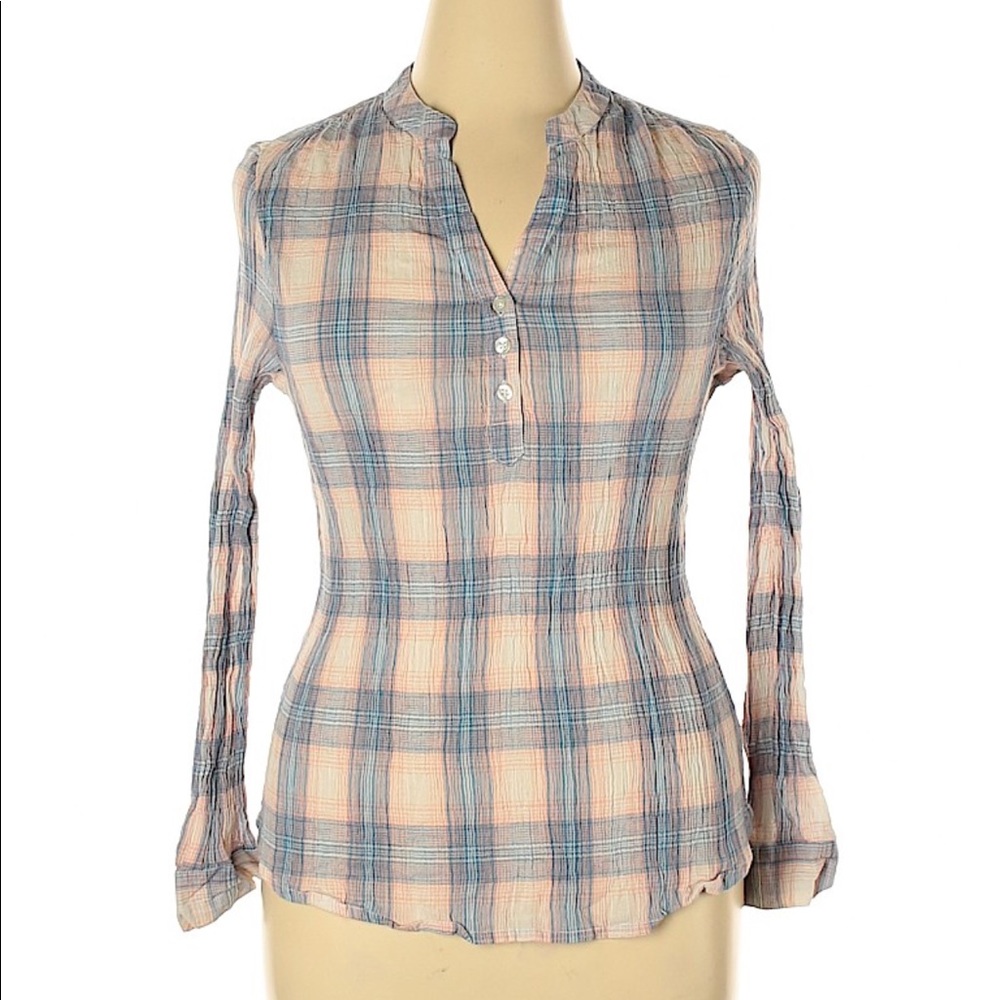 C wonder  plaid top small blue pink white